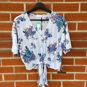 Cropped bohemian floral blouse - size XS - oversized